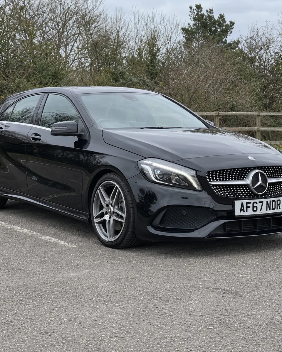 Front three-quarter view of the Mercedes